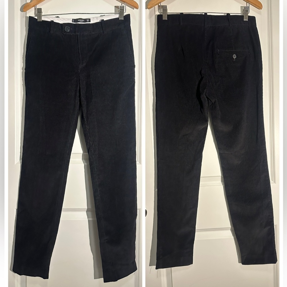 Mango Black Corduroy Ankle Trousers